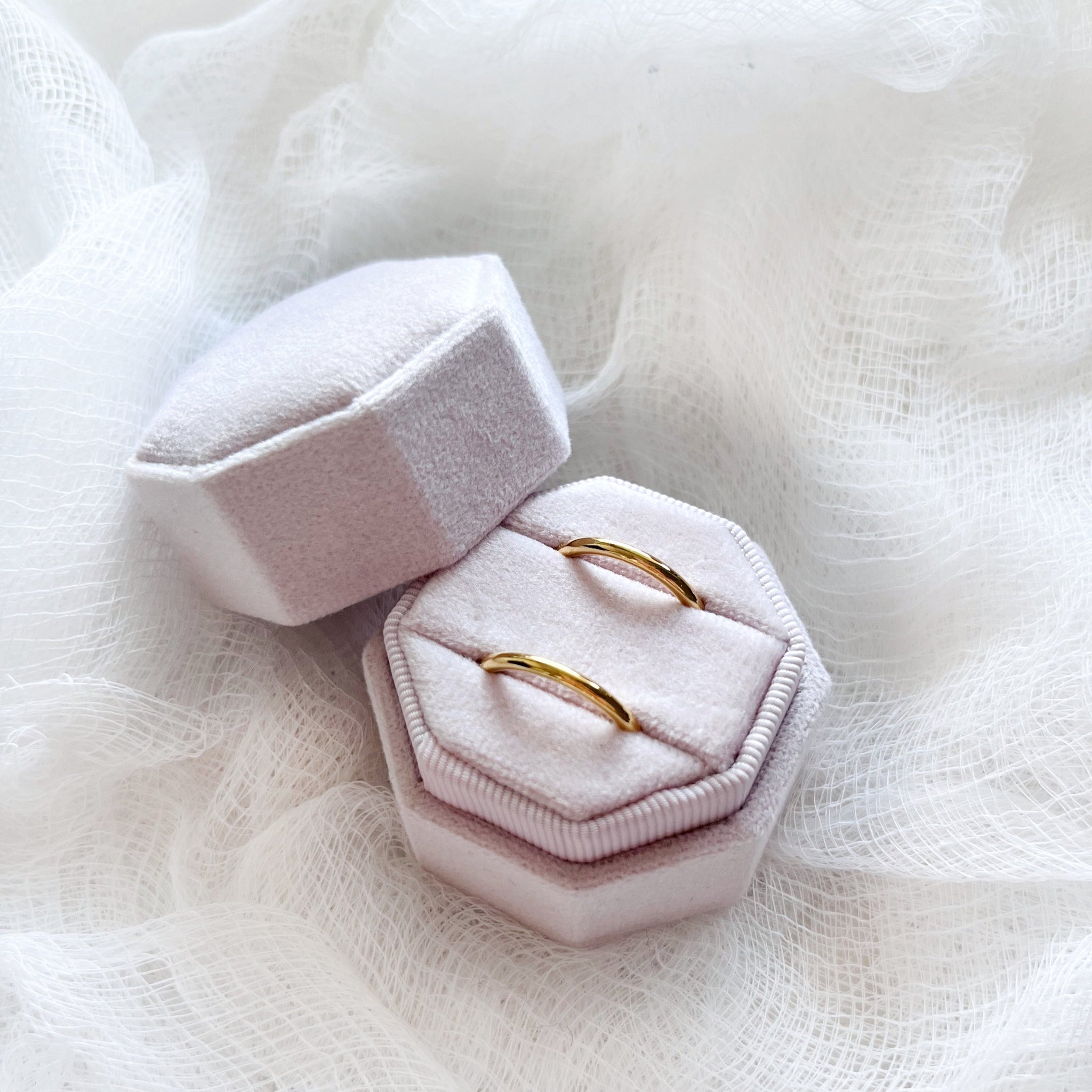 Octagon Velvet Double Ring Box Soft Blush - Main Image